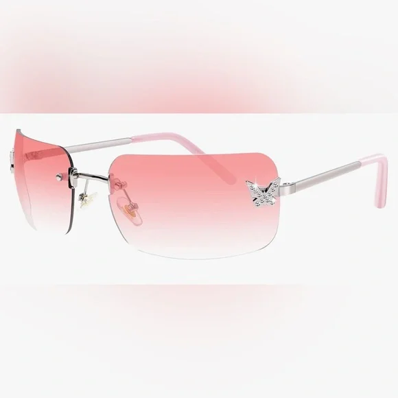 NWT Rectangle Y2k Sunglasses for Women, CLEAR OR PINK COLORS AVAILABLE - Picture 5 of 8